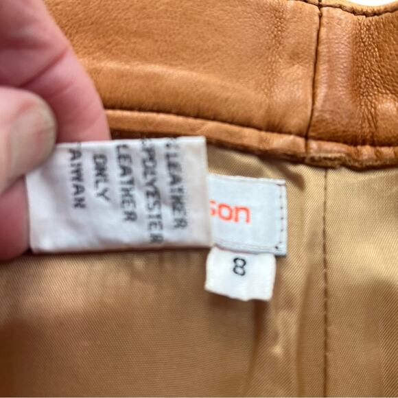 Vintage 80’s Leather Pleated Trousers Womens 8 Tan Betty Hanson Tapered Hi Rise - Picture 7 of 11